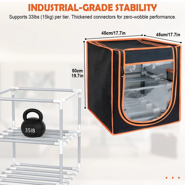 Alt view image 5 of 7 - bruwaa 3D Printer Filament Storage Box, 2-Tier Metal Filament Rack & Spool Holder (Holds up to 20-24 Spools), Dustproof with Built-in Desiccant Pockets for PLA ABS PETG, Moisture Resistant