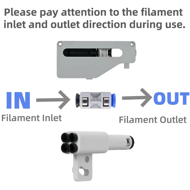 Alt view image 3 of 7 - 4-in-1 AMS Hub Filament Buffer Kit for 3D Printers, AMS Hub Replacement, Multi-Color Printing Expansion, 4 Input 1 Output, Includes Buffer & PTFE Adapter, Compatible with X1, P1P, P1S