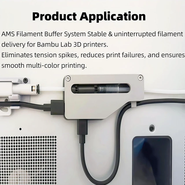 Alt view image 4 of 7 - 4-in-1 AMS Hub Filament Buffer Kit for 3D Printers, AMS Hub Replacement, Multi-Color Printing Expansion, 4 Input 1 Output, Includes Buffer & PTFE Adapter, Compatible with X1, P1P, P1S