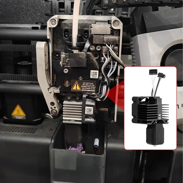 Alt view image 6 of 7 - ENOMAKER P1P,P1S Hotend Complete Kit,Hardened Steel 0.4mm Nozzle | Full Assembly Hot End with Fan,Thermistor,Ceramic Heater,Extruder Heating Block,Print Head Tip for Bambu P1 Series 3D Printer