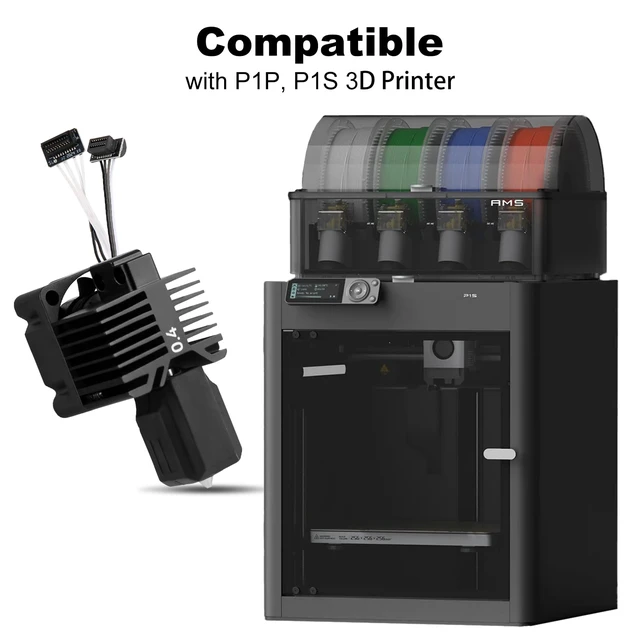 Alt view image 7 of 7 - ENOMAKER P1P,P1S Hotend Complete Kit,Hardened Steel 0.4mm Nozzle | Full Assembly Hot End with Fan,Thermistor,Ceramic Heater,Extruder Heating Block,Print Head Tip for Bambu P1 Series 3D Printer