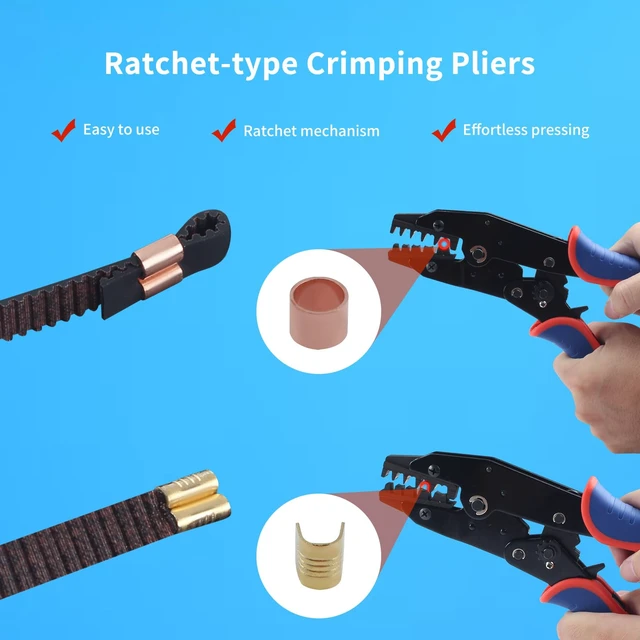 Alt view image 2 of 7 - FYSETC 3D Printer Accessories Belt Tool: 2GT Metal Clamp Heavy Duty Press Pliers with 40Pcs Copper Buckles Wire Cable Connector for Build Printing Project Drive