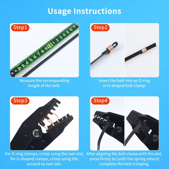 Alt view image 5 of 7 - FYSETC 3D Printer Accessories Belt Tool: 2GT Metal Clamp Heavy Duty Press Pliers with 40Pcs Copper Buckles Wire Cable Connector for Build Printing Project Drive