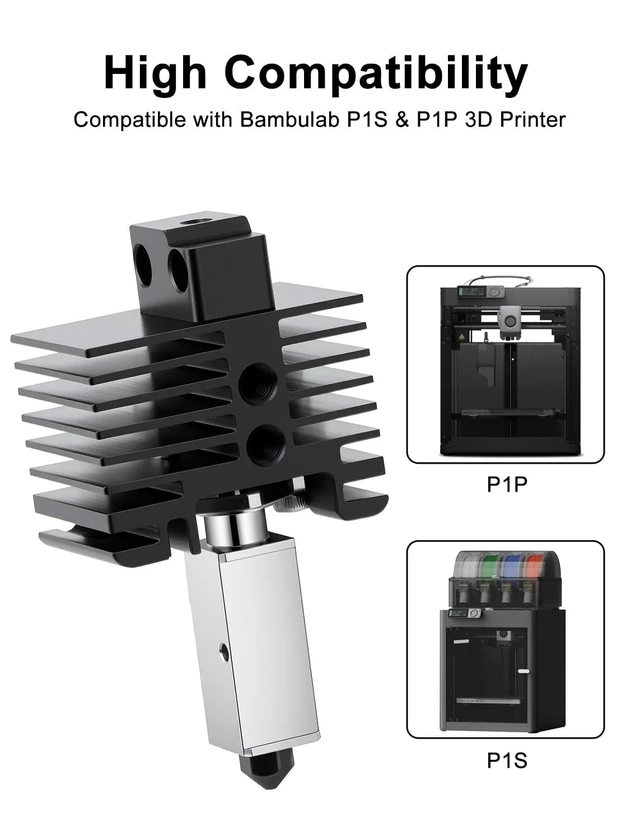 Alt view image 2 of 7 - Mviioe 4PCS 0.4mm Hardened Steel P1S Nozzle Hotend Compatible with Bambu Lab P1S P1P