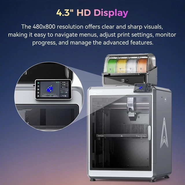 Alt view image 3 of 7 - Creality Official K2 Plus Display Screen Kit, Original 480x800 Pixel LCD K2 Plus Touchscreen Kit, 4.3" HD Touch Panel Kit, Durability and Quick Replacement Parts for Creality K2 Plus 3D Printer