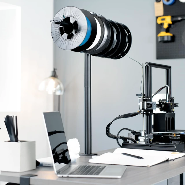 Alt view image 2 of 7 - VIVO Black Clamp-on Steel Filament Holder for 3D Printer, STAND-3DRH | Height Adjustable Spool Support, Holds up to 8 Standard Reels, 22 lbs Total Capacity