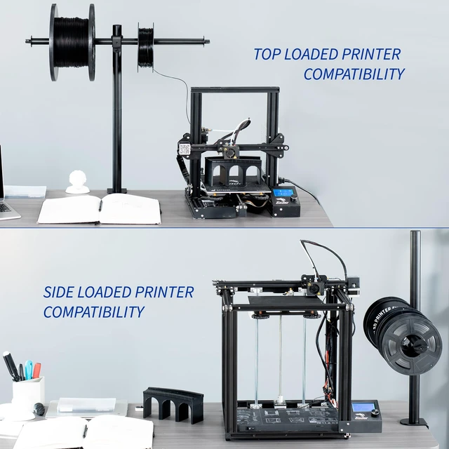 Alt view image 5 of 7 - VIVO Black Clamp-on Steel Filament Holder for 3D Printer, STAND-3DRH | Height Adjustable Spool Support, Holds up to 8 Standard Reels, 22 lbs Total Capacity