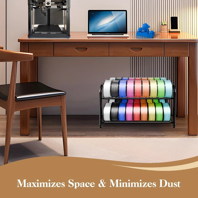 Alt view image 5 of 7 - 3D Printer Filament Storage Rack with Wheels, Rolling Cart, 40+ Spool Shelf | Adjustable for 250g-1KG Spools, 360° Smooth Wheels, Compact 16.5" Wide, Tool-free Assembly. Holds 40 1kg Spools