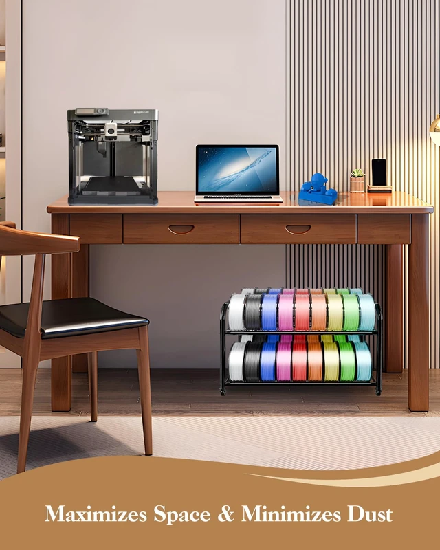Alt view image 7 of 7 - 3D Printer Filament Storage Rack with Wheels, Rolling Cart, 40+ Spool Shelf | Adjustable for 250g-1KG Spools, 360° Smooth Wheels, Compact 16.5" Wide, Tool-free Assembly. Holds 40 1kg Spools