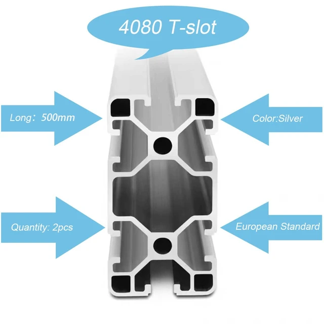 Alt view image 3 of 6 - 4080 T Slot Aluminum Extrusion for 3D Printer Parts and CNC DIY Silver 500mmX2