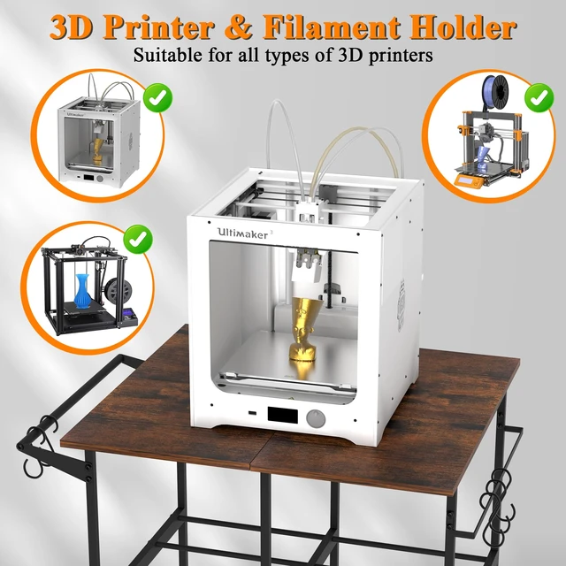 Alt view image 2 of 6 - 3D Printer Stand with Filament Storage Rack, 3D Printer Table Rolling Printer Cart on Wheels, Large Capacity 3D Filament Storage Rack for PLA/ABS/TPU, Filament Storage Rack for Workshop Studio Office