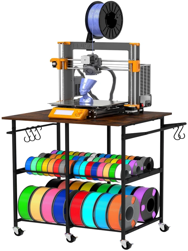 Main image of 3D Printer Stand with Filament Storage Rack, 3D Printer Table Rolling Printer Cart on Wheels, Large Capacity 3D Filament Storage Rack for PLA/ABS/TPU, Filament Storage Rack for Workshop Studio Office