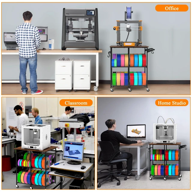 Alt view image 5 of 6 - 3D Printer Stand with Filament Storage Rack, 3D Printer Table Rolling Printer Cart on Wheels, Large Capacity 3D Filament Storage Rack for PLA/ABS/TPU, Filament Storage Rack for Workshop Studio Office