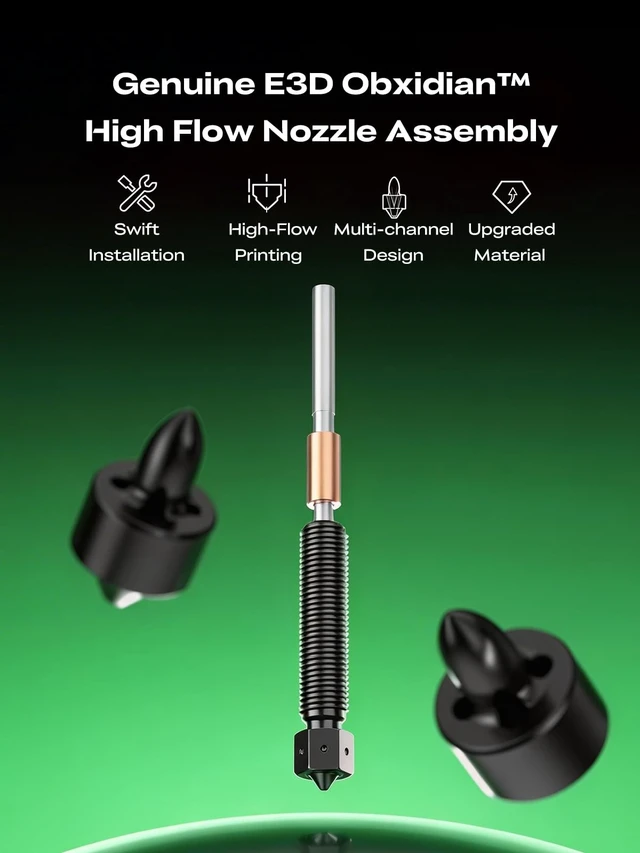 Alt view image 2 of 7 - Creality K2 Plus Genuine E3D Obxidian High Flow Nozzle 0.4mm for K2/K2 Pro/K2 Plus/Creality Hi, Multi-Channel Design for Extreme Speed & Ultimate Wear Resistance