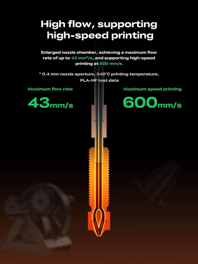 Alt view image 4 of 7 - Creality K2 Plus Genuine E3D Obxidian High Flow Nozzle 0.4mm for K2/K2 Pro/K2 Plus/Creality Hi, Multi-Channel Design for Extreme Speed & Ultimate Wear Resistance