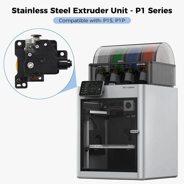Alt view image 3 of 6 - ENOMAKER Original P1P, P1S Extruder Unit, with Stainless Steel Dual Gears | High-Extrusion Force,with Filament Break Detection,Anti-Slip Complete Toolhead Extruder Assembly for Bamboo P1 3D Printer