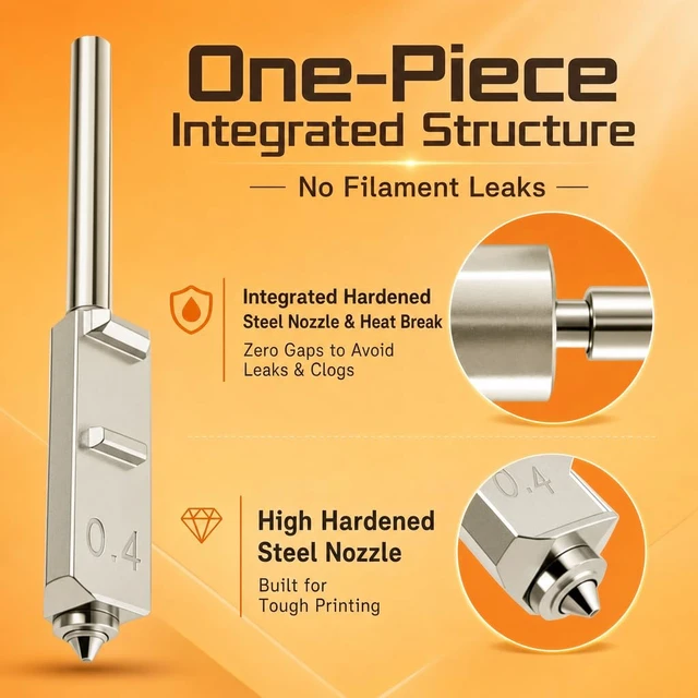 Alt view image 3 of 7 - Henaiser 4PK 0.2mm 0.4mm 0.6mm 0.8mm Integrated Hardened Steel Nozzles, Quick-Swap Design, High Flow, High Speed, Comes with 4 Silicone Socks and 4 Silicone Brushes for Anycubic Kobra S1 Max