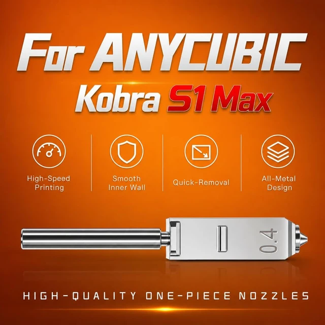 Alt view image 6 of 7 - Henaiser 4PK 0.2mm 0.4mm 0.6mm 0.8mm Integrated Hardened Steel Nozzles, Quick-Swap Design, High Flow, High Speed, Comes with 4 Silicone Socks and 4 Silicone Brushes for Anycubic Kobra S1 Max