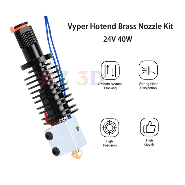 Alt view image 2 of 7 - BZ 3D Vyper All Metal Hotend 24V 40W Kit,Upgrade Bi-Metal Heatbreak,Heater Block Aluminum,Brass Nozzle 0.4mm for Vyper,Kobra Max,Kobra Plus 3D Printer Volcano V5 J-Head Hotend.