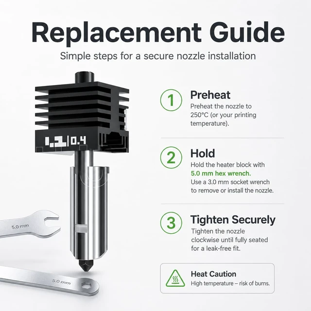 Alt view image 7 of 7 - Bamboo lab 2-Pack 0.2mm Hardened Steel Nozzle Compatible with Bambu Lab P2S, X2D, H2D, H2C & H2S, Wear-Resistant High-Temperature Replacement Nozzle, Stable Extrusion & Leak-Resistant Design