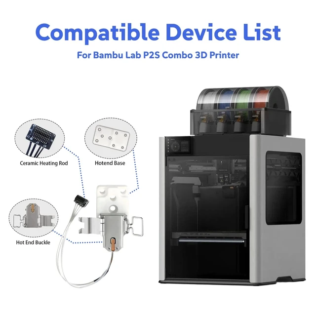 Alt view image 2 of 7 - Bambu Lab P2S Heating Assembly Kit Ceramic Zirconia Heat Insulation Block Heating Component with Heater Cartridge and Thermistor Temperature Sensor Heat-Insulating Base Clip for Bambu Lab 3D Printer