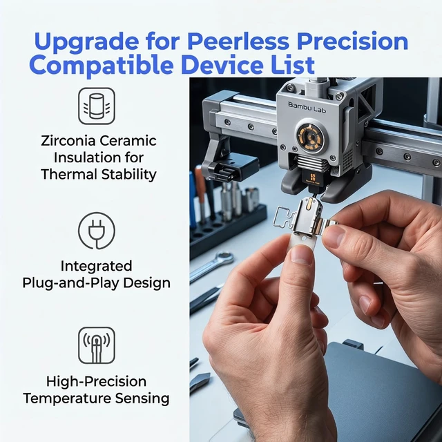 Alt view image 3 of 7 - Bambu Lab P2S Heating Assembly Kit Ceramic Zirconia Heat Insulation Block Heating Component with Heater Cartridge and Thermistor Temperature Sensor Heat-Insulating Base Clip for Bambu Lab 3D Printer