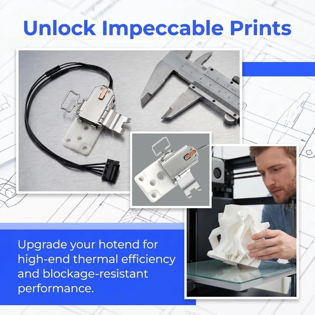 Alt view image 4 of 7 - Bambu Lab P2S Heating Assembly Kit Ceramic Zirconia Heat Insulation Block Heating Component with Heater Cartridge and Thermistor Temperature Sensor Heat-Insulating Base Clip for Bambu Lab 3D Printer