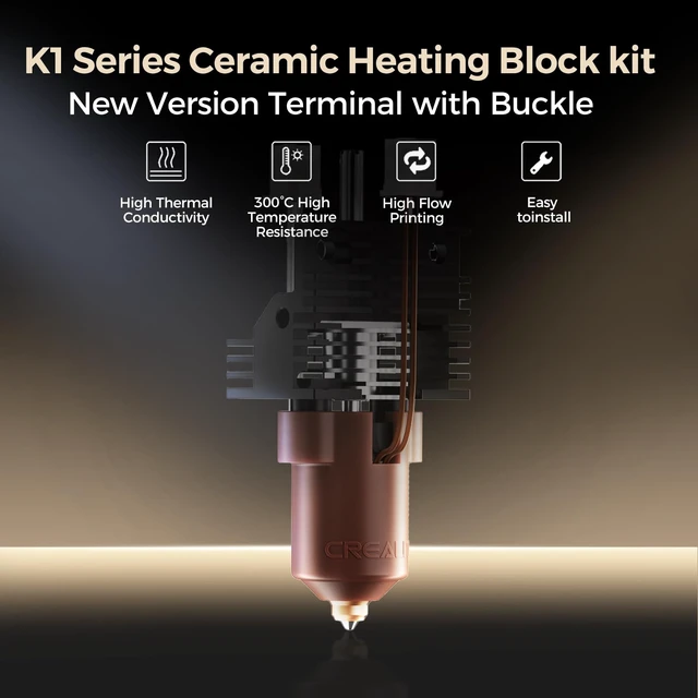 Alt view image 2 of 7 - Creality Upgrade K1C/K1 Max/K1 Ceramic Heating Block Kit 3D Printer Accessories,Terminal with Buckle K1 Series Hotend Kit, Supports 300°C High Temperature and 600mm/s High-Speed Printing 60W Fast