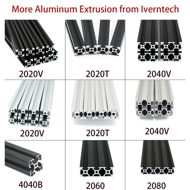 Alt view image 7 of 7 - 4PCS 700mm 2040 V Slot Aluminum Extrusion Profile 27.56 inches Black | European Standard Anodized Linear Rail for DIY 3D Printer and CNC Machines