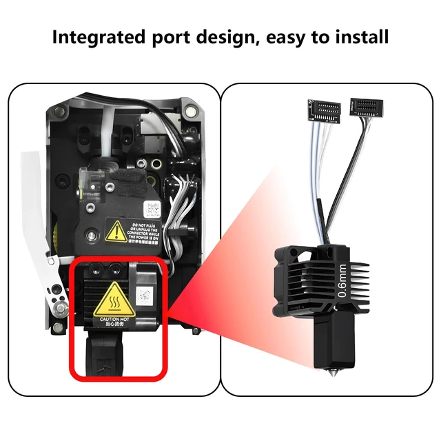 Alt view image 7 of 7 - 2PCS 0.6mm P1S P1P Hotend Complete Kit, Full Assembly Hardened Steel Hot end Print Head with Ceramic Heater, Thermistor, Cooling Fan, Hotend Replacement for Bambu Lab P1 Series