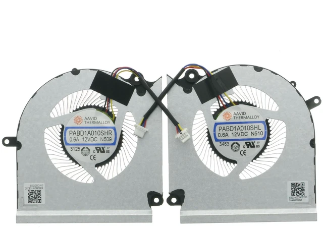 Main image of PABD1A010SHR N509 & PABD1A010SHL N510 CPU+GPU Cooling Fan Set Replacement for MSI GE68 GP68H MS-15M1 MS-15M2 DC 12V 0.6A 4-Pin