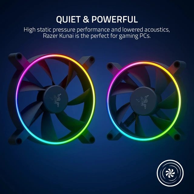 Alt view image 2 of 5 - Razer Kunai Hydraulic 140MM aRGB PC Fan: Quiet, Powerful aRGB Fan - PWM Fan Controller Support & Connect Up to 8 Fans - Powered by Razer Chroma RGB - 1 Fan