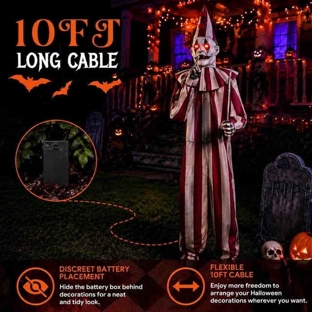 Alt view image 3 of 7 - Battery Adapter for Halloween Animatronics, 6V 2A/5.9V 2A with 10FT Cable | Halloween Lighted Holiday Displays, Battery Holder with 2.1mm DC Plug On/Off Switch, Requires 4 D Batteries (Not Included)