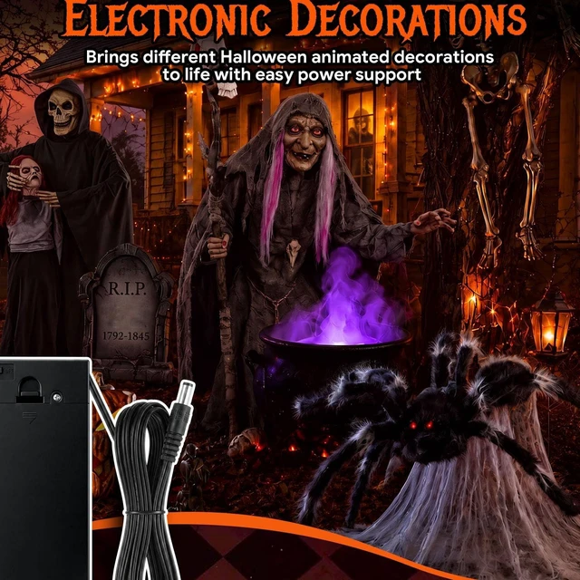 Alt view image 4 of 7 - Battery Adapter for Halloween Animatronics, 6V 2A/5.9V 2A with 10FT Cable | Halloween Lighted Holiday Displays, Battery Holder with 2.1mm DC Plug On/Off Switch, Requires 4 D Batteries (Not Included)