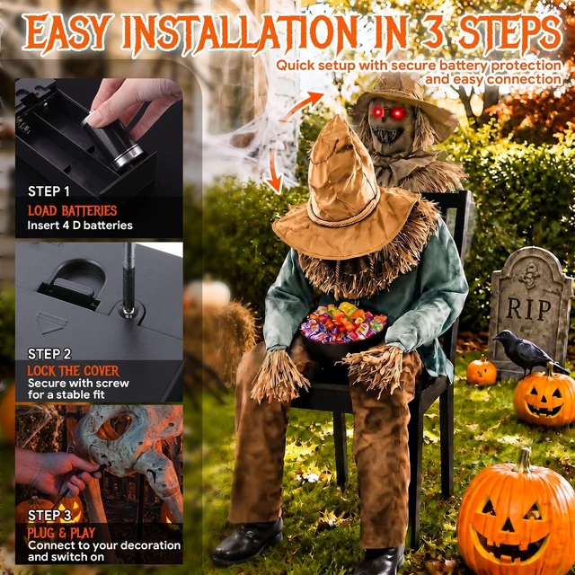 Alt view image 6 of 7 - Battery Adapter for Halloween Animatronics, 6V 2A/5.9V 2A with 10FT Cable | Halloween Lighted Holiday Displays, Battery Holder with 2.1mm DC Plug On/Off Switch, Requires 4 D Batteries (Not Included)