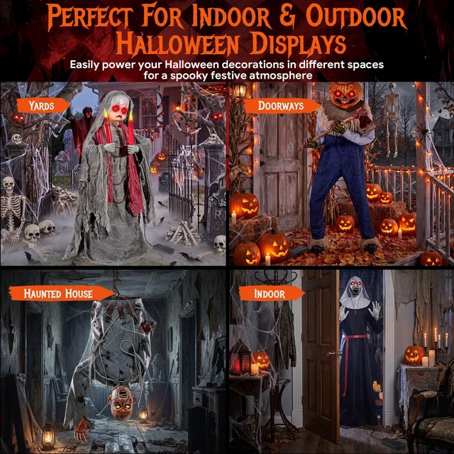Alt view image 7 of 7 - Battery Adapter for Halloween Animatronics, 6V 2A/5.9V 2A with 10FT Cable | Halloween Lighted Holiday Displays, Battery Holder with 2.1mm DC Plug On/Off Switch, Requires 4 D Batteries (Not Included)