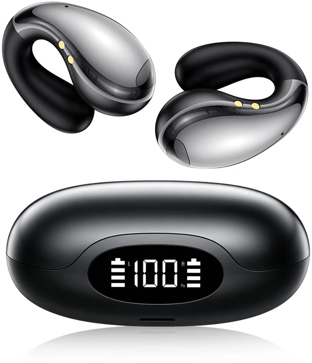 Main image of Ultra Open Ear Earbuds Wireless Bluetooth AI Translation Earbuds Real Time | Clip on Earbuds 50H Playtime,198+ Languages,IP56,5g Lightweight,LED Display for Business Travel Fitness (Black)