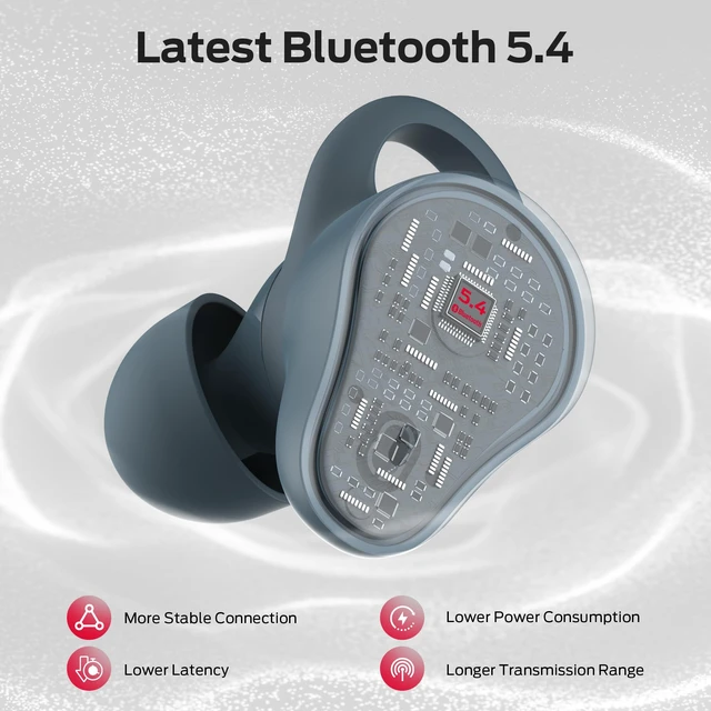 Alt view image 4 of 7 - Oraolo Wireless Earbuds, Bluetooth 5.4 in-Ear Stereo Headphones, Built-in Mic for Crystal Clear Call, 32H Playtime, Type-C Fast Charging, Waterproof in-Ear Ear Buds Earphones for Sports, Blue