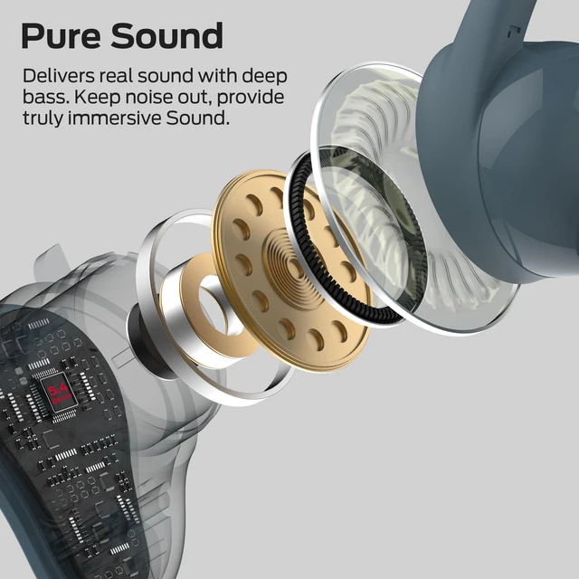 Alt view image 7 of 7 - Oraolo Wireless Earbuds, Bluetooth 5.4 in-Ear Stereo Headphones, Built-in Mic for Crystal Clear Call, 32H Playtime, Type-C Fast Charging, Waterproof in-Ear Ear Buds Earphones for Sports, Blue
