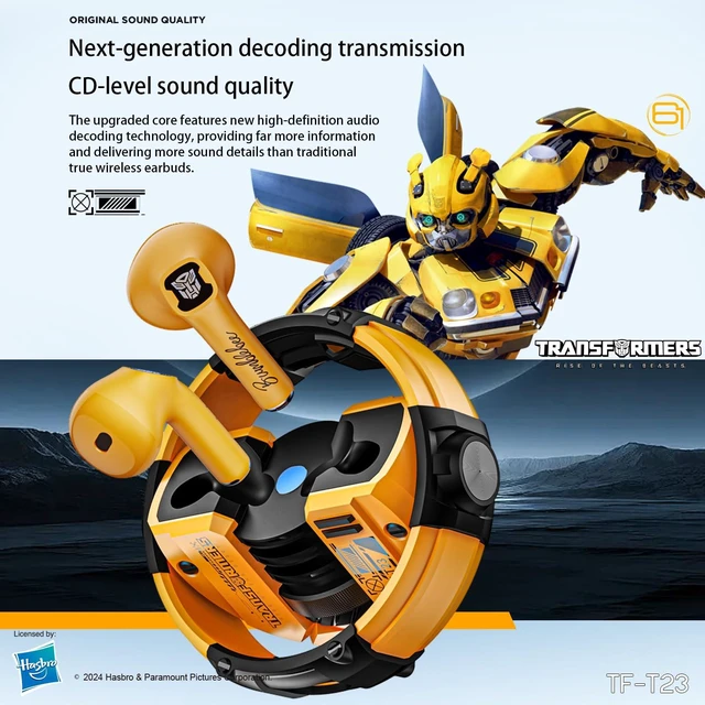 Alt view image 2 of 7 - T23 Wireless Bluetooth Earbuds - Premium Zinc Alloy Case RGB Breathing Lights, Gaming Mode, 13mm Loudspeaker, Deep Bass Sound, Long Battery Life, Type-C Fast Charge (Bumblebee Yellow)