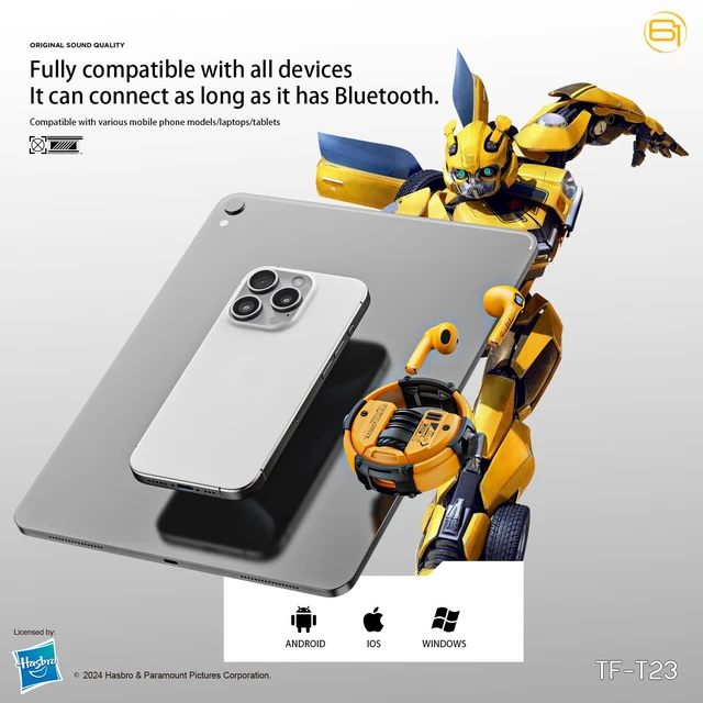 Alt view image 4 of 7 - T23 Wireless Bluetooth Earbuds - Premium Zinc Alloy Case RGB Breathing Lights, Gaming Mode, 13mm Loudspeaker, Deep Bass Sound, Long Battery Life, Type-C Fast Charge (Bumblebee Yellow)