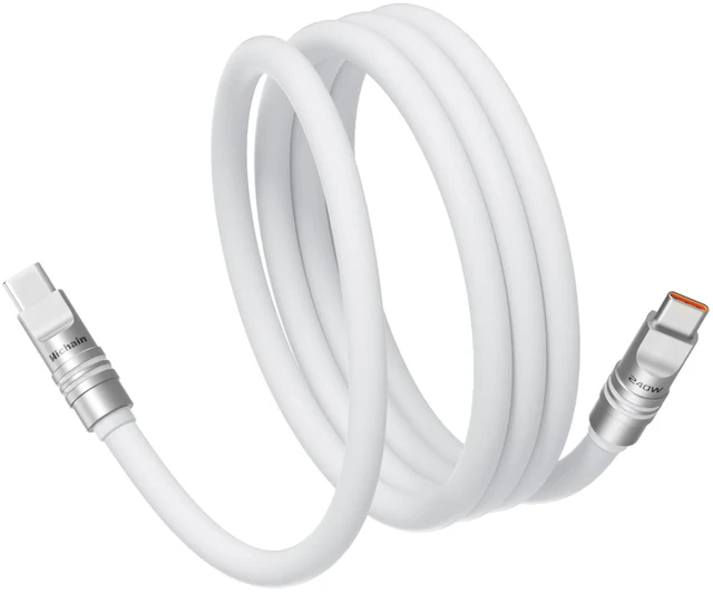Main image of Hichain USB C Cable, 240W Silicone Type C Fast Charge Cord for iPhone 15/16/17 Series, for MacBook Pro 2020, iPad Pro, USB C Charging Cable Fast Charging Cord Type C White 6.5FT