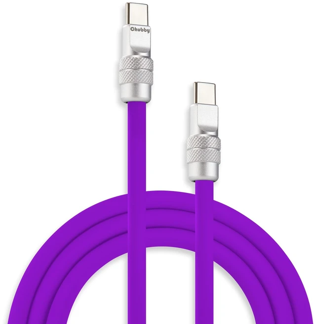 Main image of chubbycable USB C to C 240W Silicone Fast Charging Cable, Purple, 3.3FT | For iPhone 18/17/16/15 Series, MacBook Pro/Air, iPad Pro/Air, Galaxy S26/S25/S24, Pixel, 6mm Thick Type C Charger Cord