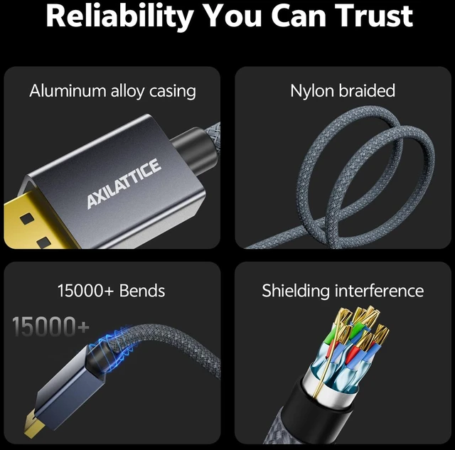 Alt view image 5 of 7 - 4K@120Hz Active DisplayPort to HDMI Cable, DP 1.4 to HDMI 2.0, 6.6FT/2M | Unidirectional 2K@144Hz 1K@240Hz Braided DP to HDMI Cord, HDCP, DisplayPort Source to HDMI Display, for Monitor PC Laptop