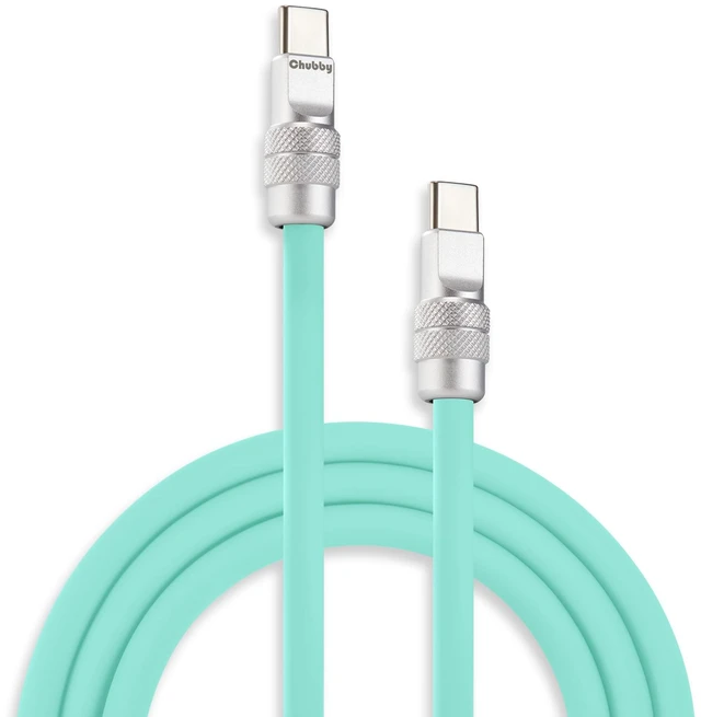 Main image of chubbycable USB C to C 240W Silicone Charging Cable, Light Blue, 4.9FT | For iPhone 18/17/16/15 Series, MacBook Pro/Air, iPad Pro/Air, Galaxy S26/S25/S24, Pixel, 6mm Thick Type C Charger Cord