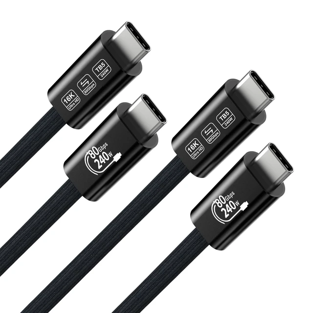 Main image of 2Pack USB C to USB C Cable 80Gbps for Thunderbolt 5, Type-C Cord 3.3FT | Supports 240W Charging and 16K/8K Display, Compatible Thunderbolt 4/3, MacBook Pro/Air, iPad, iPhone 17/16, Pixel 10, SSD