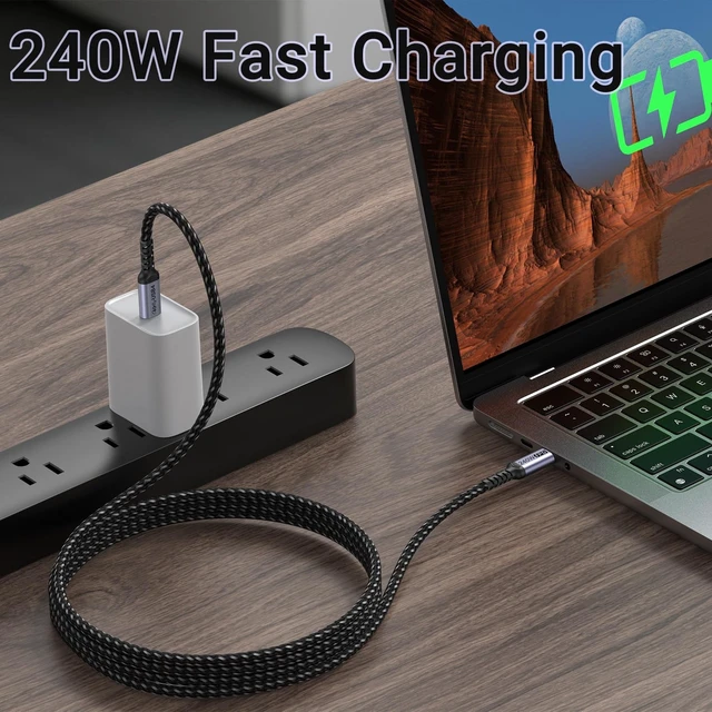 Alt view image 3 of 7 - SUMPK Long USB 4 Cable 10ft 240W, 2 Packs, 40Gbps Data, 8K Video Monitor