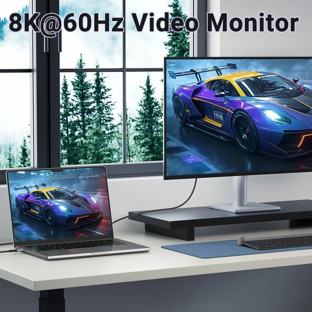 Alt view image 5 of 7 - SUMPK Long USB 4 Cable 10ft 240W, 2 Packs, 40Gbps Data, 8K Video Monitor