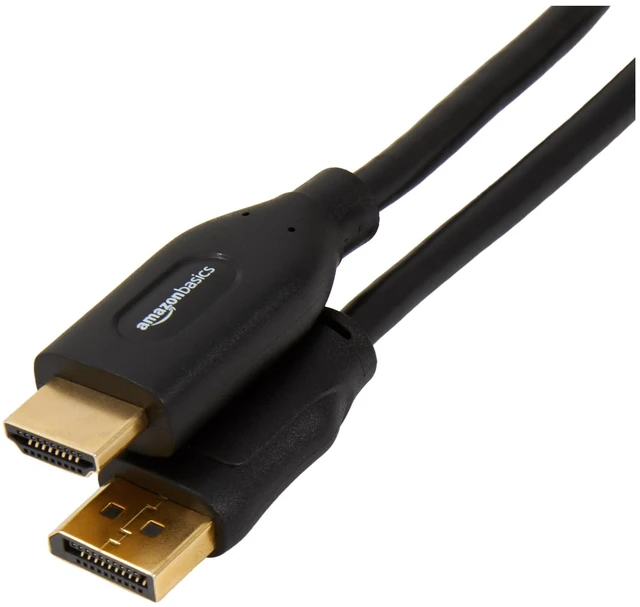 Main image of Amazon Basics DisplayPort to HDMI Cable, Video and Audio, Uni-Directional, 1920x1200, 1080p, Gold-Plated Plugs, 25 Foot, Black