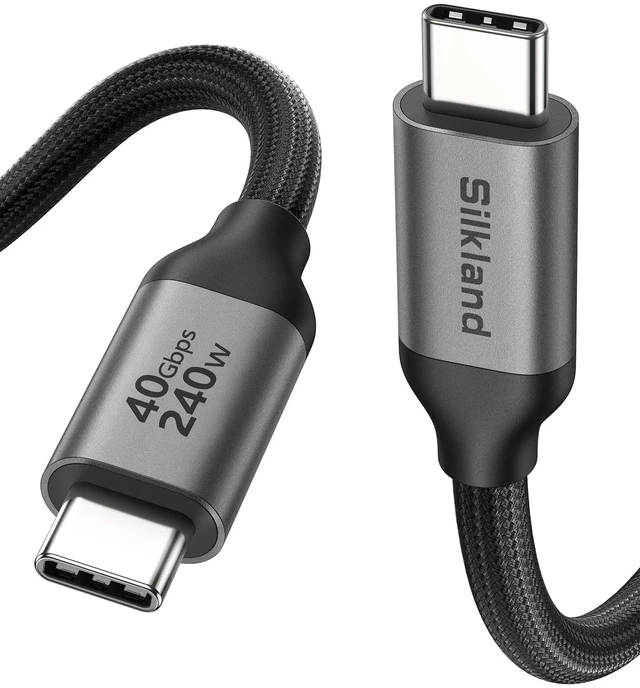 Main image of Silkland 40Gbps USB 4 for Thunderbolt 4 Cable 5FT, 8K/Dual 4K, 240W PD3.1 | 4K@240Hz, MST Support, Braided USB C Video Cable Compatible for MacBook, iPhone 17/16, Monitor, SSD, iPad, Dock